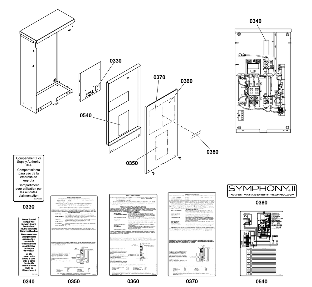 Decals Group - Ats Informational Diagram and Parts List for 071232-00  Briggs and Stratton Generator